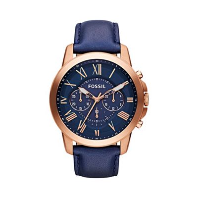 Men's navy 'Grant' chronograph leather watch fs4835